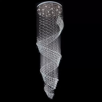 Lustre LED en cristal 13 xGU10 Meili Chrome, diamètre 80 cm, hauteur 240 cm, modèle échelle