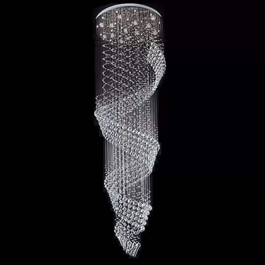 Lustre LED en cristal 13 xGU10 Meili Chrome, diamètre 80 cm, hauteur 240 cm, modèle échelle