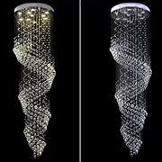 Lustre LED en cristal 13 xGU10 Meili Chrome, diamètre 80 cm, hauteur 240 cm, modèle échelle