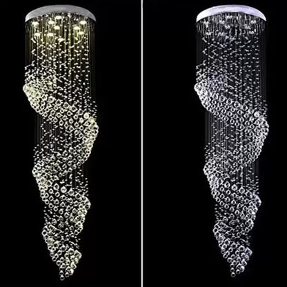 Lustre LED en cristal 13 xGU10 Meili Chrome, diamètre 80 cm, hauteur 240 cm, modèle échelle