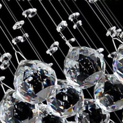 Lustre LED en cristal 13 xGU10 Meili Chrome, diamètre 80 cm, hauteur 240 cm, modèle échelle