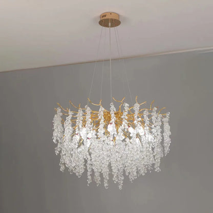 WALTZ Cascade Lustre en cristal, 6x G9, Or, 60 cm, Lustres en cristal à hauteur réglable Titre par défaut Alessandro Design