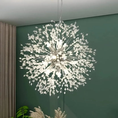 Lustre en cristal de Schönbrunn, 6x G9, diamètre 40 cm, argent brillant, hauteur réglable