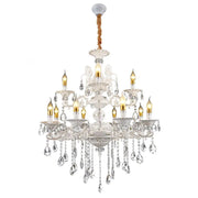 Lustre SANSSOUCI Royal 12xE14 Métal et Cristal Hauteur Réglable Blanc et Argent