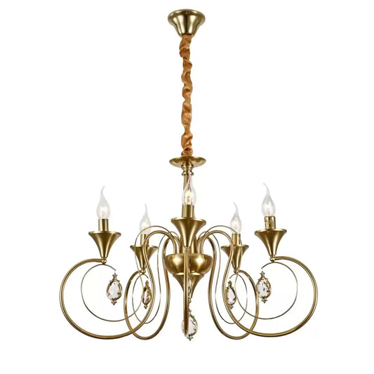 Lustre en cristal Frederick 5xE14, diamètre 45 cm, doré, hauteur réglable