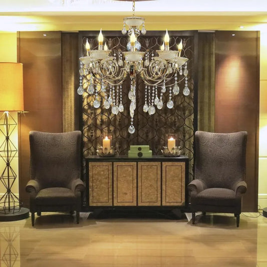 Lustre Jaune, 8*E14, Or, Métal et Cristal