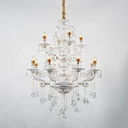 Lustre en cristal Bruhier 12x E14, diamètre 75 cm, blanc avec or, hauteur réglable