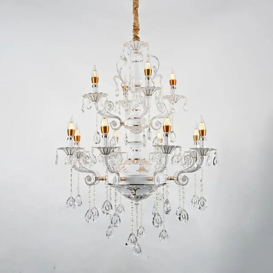 Lustre en cristal Bruhier 12x E14, diamètre 75 cm, blanc avec or, lustres classiques à hauteur réglable Titre par défaut Alessandro Design
