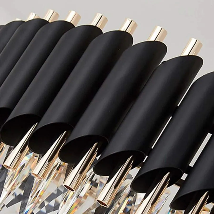 Lustre en cristal VERSAILLES Regalis 10x E14, diamètre 80cm, or brillant et noir, hauteur réglable