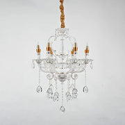 Lustre en cristal Bruhier 6x E14, diamètre 55 cm, blanc avec or, hauteur réglable