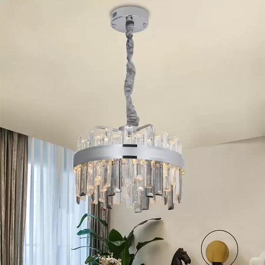 Lustre LED en cristal avec télécommande Miguel 92W Lustre en cristal argenté à intensité variable Titre par défaut Alessandro Design