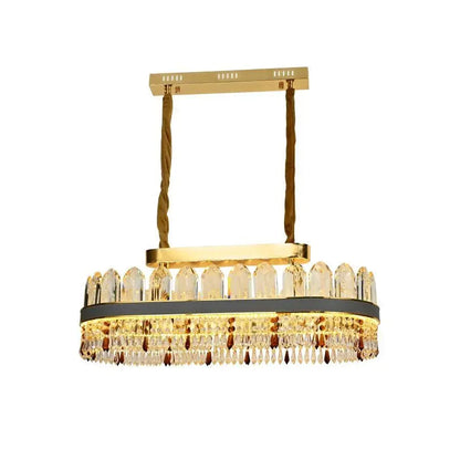 Lustre LED Pollux avec télécommande, 156 W, diamètre 80 cm, doré, cristal, intensité variable