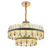 Lustre LED Pollux avec télécommande, 300 W, diamètre 75 cm, doré, cristal, variable