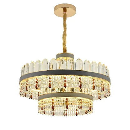 Lustre LED Pollux avec télécommande, 300 W, diamètre 75 cm, doré, cristal, variable