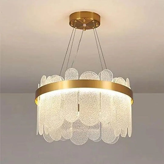 Lustre LED avec télécommande Aden 58W lustres en cristal doré à intensité variable titre par défaut Alessandro Design