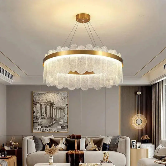 Lustre LED avec télécommande Alonzo 93W dimmable diamètre 60cm doré