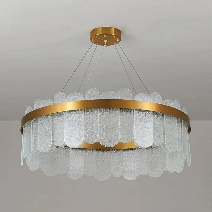 Lustre LED doré à intensité variable 128 W avec télécommande Alvaro