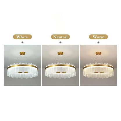 Lustre LED doré à intensité variable 128 W avec télécommande Alvaro