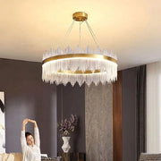 Lustre LED avec télécommande Lazaro 63W candélabre en cristal doré à intensité variable Titre par défaut Alessandro Design