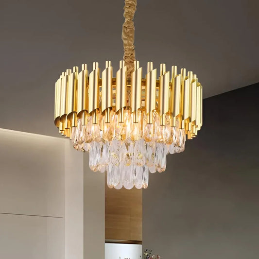 Lustre en Cristal VERSAILLES Nobile 5xE14, diamètre 40cm, doré, hauteur réglable