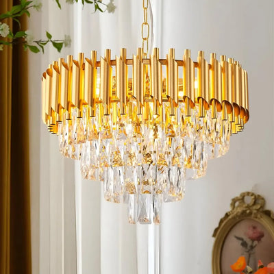 Lustre en cristal VERSAILLES Elegance 8x E14, diamètre 49cm, doré, hauteur réglable