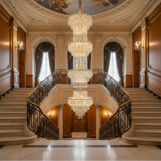 Lustre en cristal IMPERIUM 45xE14, D55 cm, doré, hauteur réglable, lustres en métal et cristal par défaut titre Alessandro Design