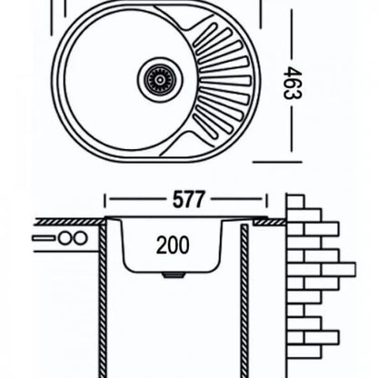 Évier de cuisine Angora, 57*47 cm, Quartz, Satin, 570/470AG