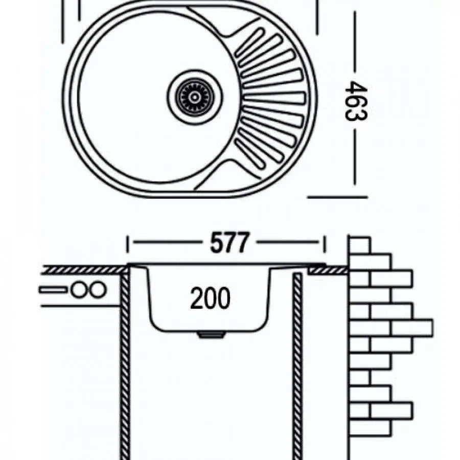 Évier de cuisine Angora, 57*47 cm, Quartz, Satin, 570/470AG