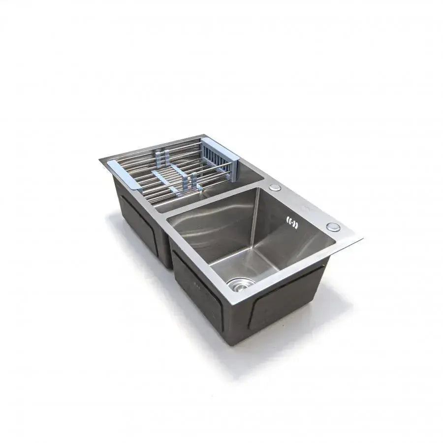 Évier de cuisine en acier inoxydable, 75x45x21 cm, avec accessoires, acier inoxydable brossé
