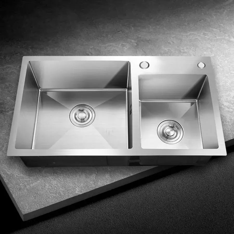 Évier de cuisine en acier inoxydable 80x45 cm argent