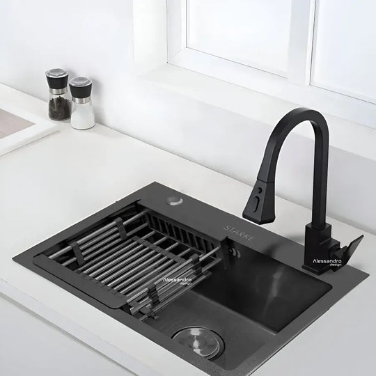 Évier de cuisine en acier inoxydable 50x40 cm Éviers gris foncé Titre par défaut Alessandro Design