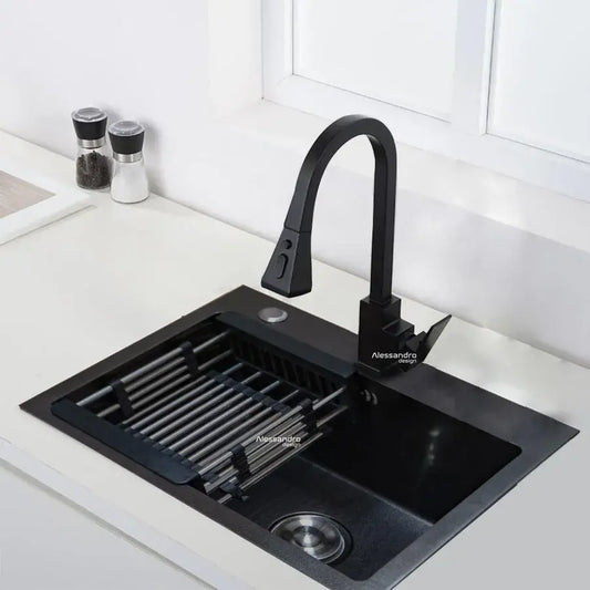 Évier de cuisine en acier inoxydable, 60x45 cm, gris foncé