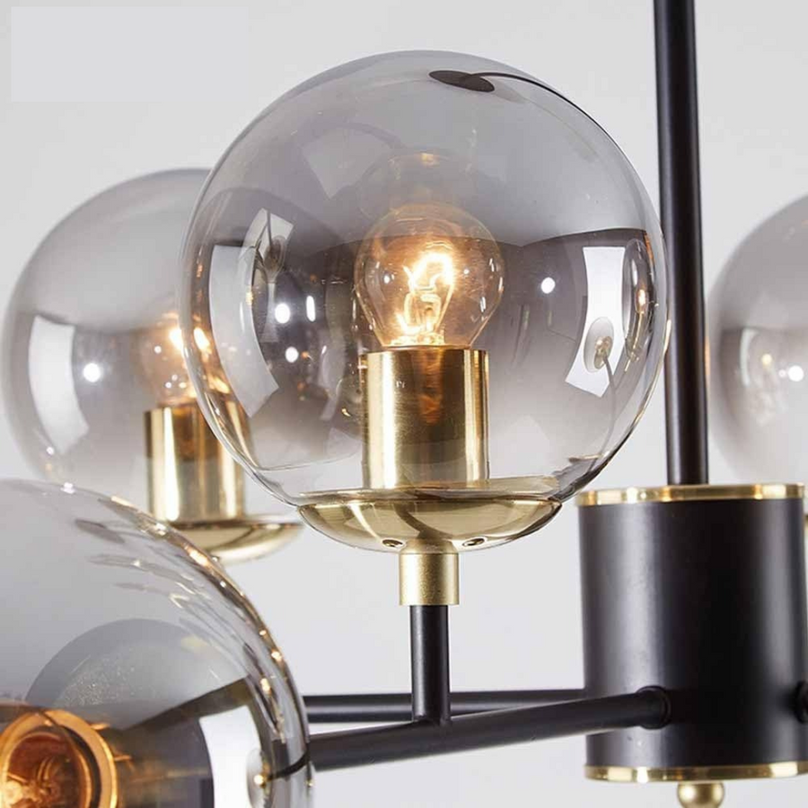 Lustre Jermija avec abat-jour, 8x E27, Or Noir