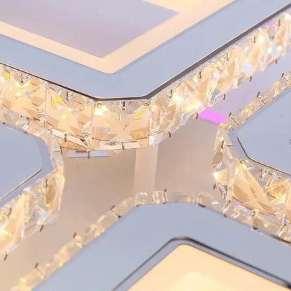 Lustra LED cu telecomanda si cristal LEILA 175W, 8 Patrate, lumina Rece/Calda/Neutra, Dimabila, Alb Crom Lucios Lustre LED cu Telecomanda Default Title Alessandro Design