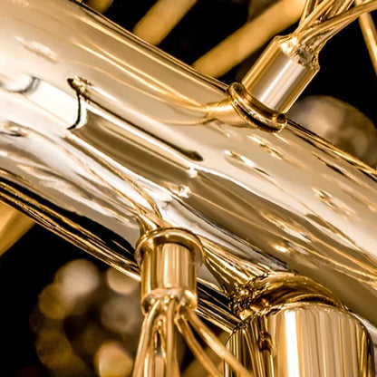 MINUET Lustre en cristal 12x G9, diamètre 60 cm, or brillant, hauteur réglable