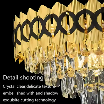 PIERREFONDS Lustre Nobile en Cristal 5xE14, diamètre 38,5 cm, doré brillant, hauteur réglable