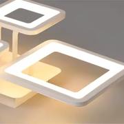 Lustre LED avec télécommande ELLA 67W, 4 carrés, Lumière Froide/Chaude/Neutre, Dimmable, Blanc