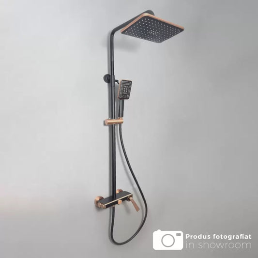 Colonne de Douche, Sanitaire en Laiton, Noir avec Or Rose, 10010H-M