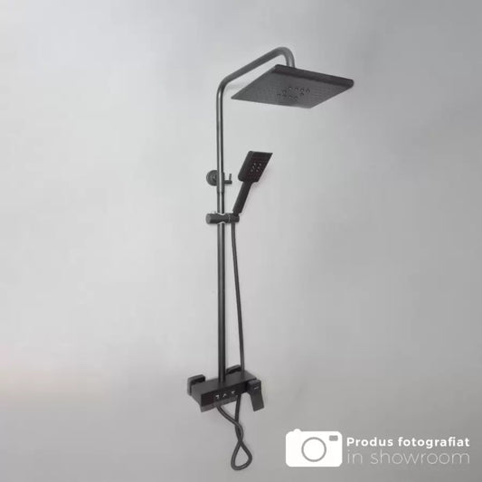 Colonne de douche avec pomme de douche et capuchon de réglage, laiton sanitaire, noir, 9920H