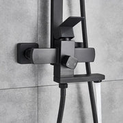 Colonne de douche, acier inoxydable, pluie carrée, effet pluie, 3 fonctions, fixation murale, noir satiné, accessoires inclus, HS007