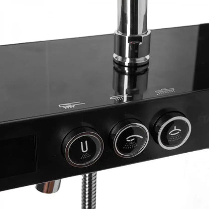 Colonne de douche avec écran LCD, acier inoxydable, noir, argent, SJG/003