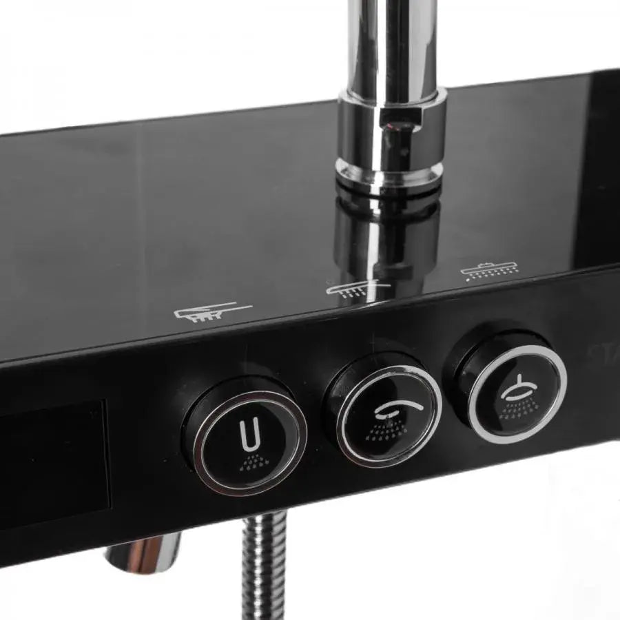 Colonne de douche avec écran LCD, acier inoxydable, noir, argent, SJG/003