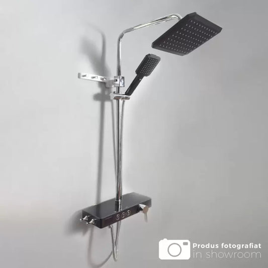 Colonne de douche avec écran LCD, acier inoxydable, noir, argent, SJG/006