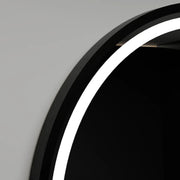 Miroir LED rond, 90 cm, cadre noir horizontal, Basic Touch