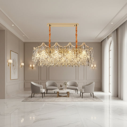 Lustre en cristal VETRA Supremo 15xE14, 100x35 cm, doré, hauteur réglable, métal et cristal