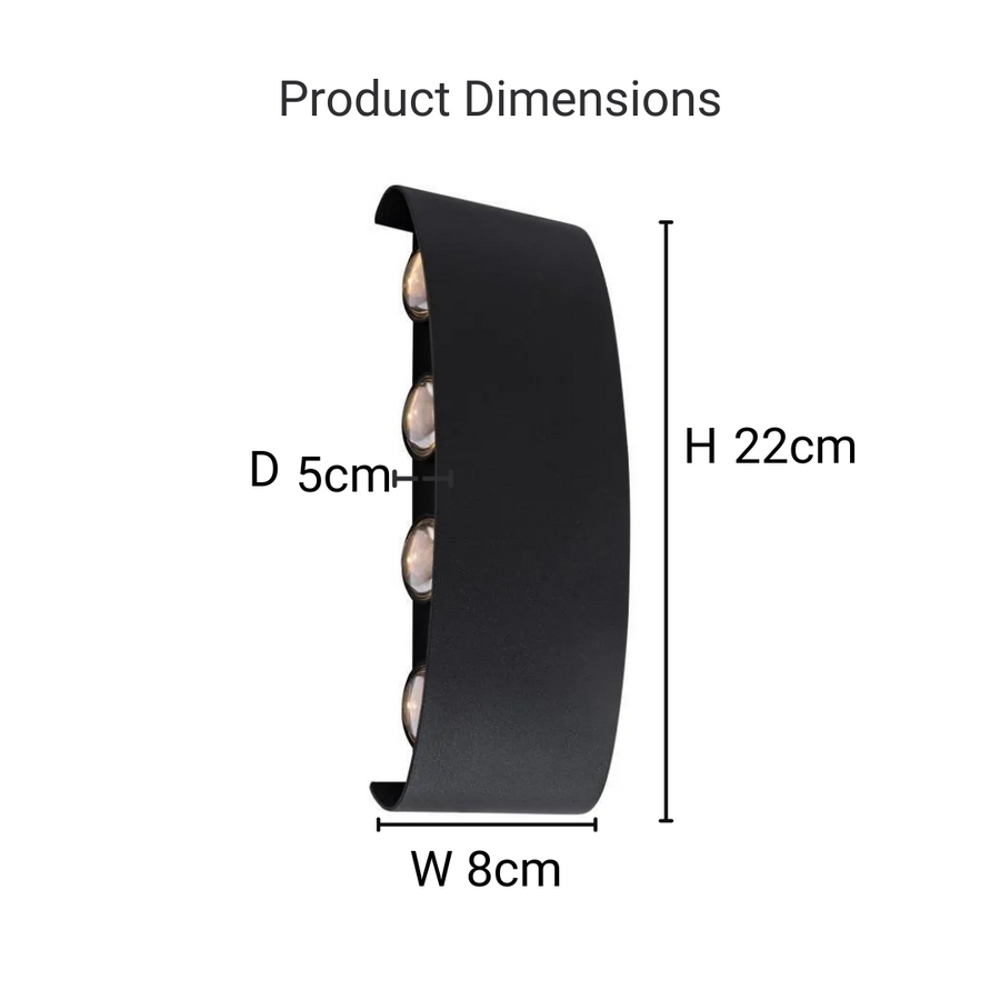 Applique LED Fantas Extérieure et Intérieure, 8 Sources x 1W, IP65, Métallique, Noir, 3000K