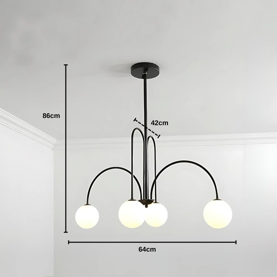 Lustre avec abat-jour, Torino, 4xE27, Noir, Métal