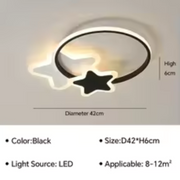 Lustre LED avec télécommande SANDRINA 106W, Étoile, Lumière Froide/Chaude/Neutre, Dimmable, Noir Blanc