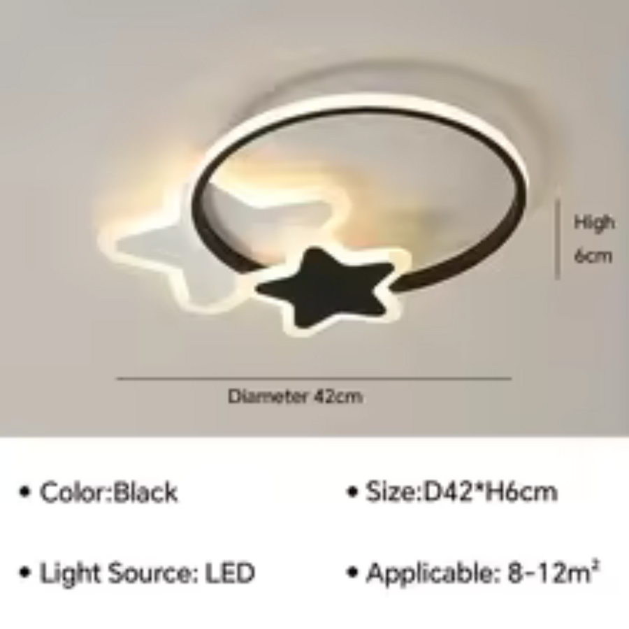 Lustre LED avec télécommande SANDRINA 106W, Étoile, Lumière Froide/Chaude/Neutre, Dimmable, Noir Blanc