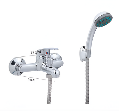 Mitigeur de baignoire, pomme de douche et flexible inclus, alliage, cartouche céramique, chrome, CD001